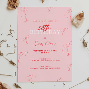 Kvismisk martini 30års födelsedag Party Inbjudningar