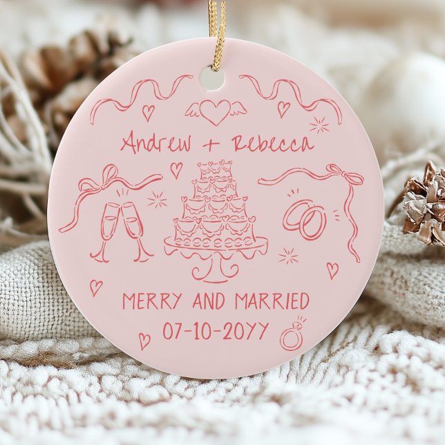 Kvismisk meri och gift handdragen buskdocka julgransprydnad keramik (Skapare uppladdad)
