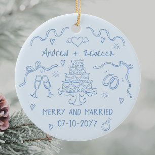 Kvismisk meri och gift handdragen buskdocka julgransprydnad keramik