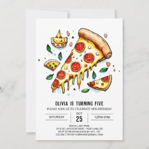 Kvismisk ost Pizza Birthday Inbjudningar