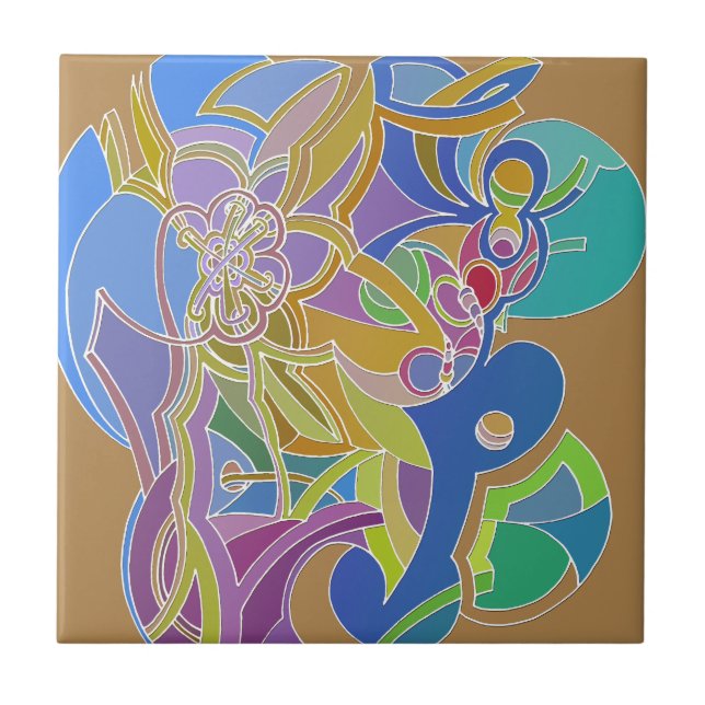 Kvismisk teckning kakelplatta (Framsidan)