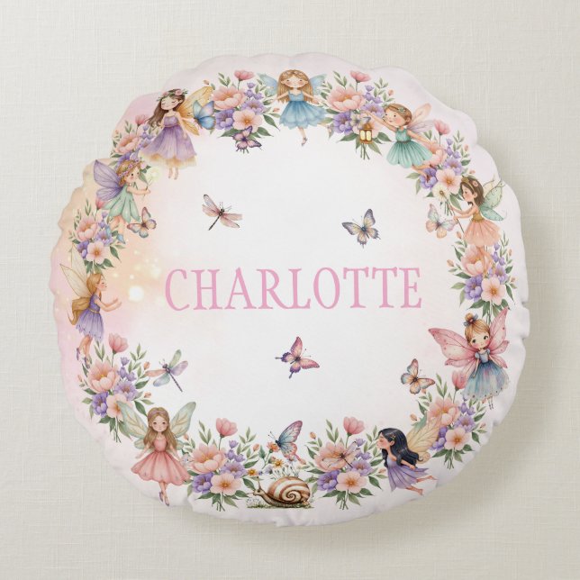 Kvismisk trädgårdsgåva till flicka rund kudde (Framsidan)