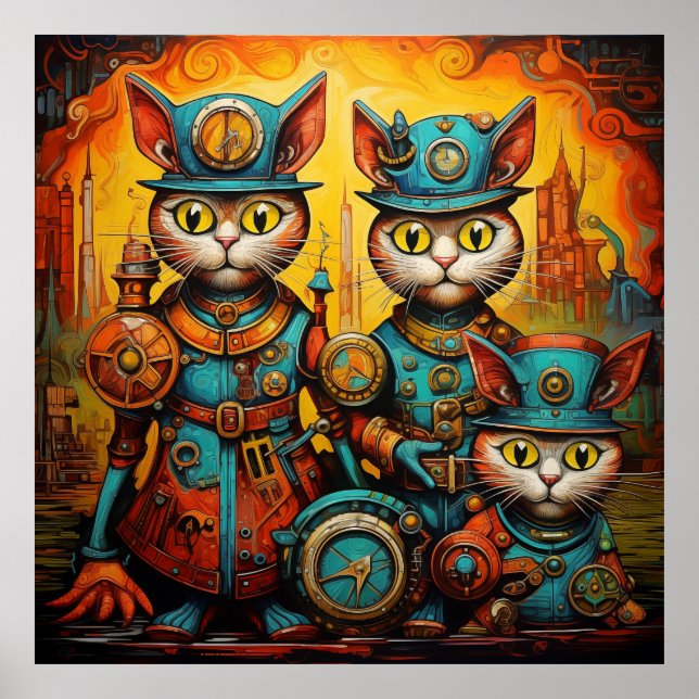 Kvismkatter Steampunk Poster (Framsidan)