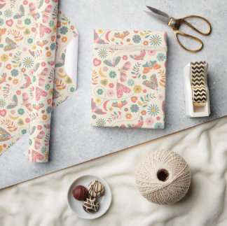 Kvismliknande fjärilar och Blommönster Presentpapper