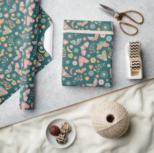 Kvismliknande fjärilar och Blommönster Presentpapper
