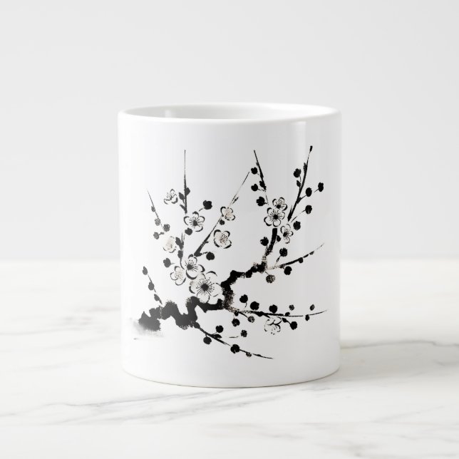 Kvist med körsbärsblommor jumbo mugg (Framsidan)