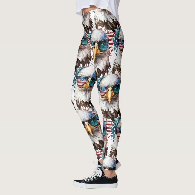 Kvitihådat örnmönster modern & unik USA-symbol  Leggings (Vänster)