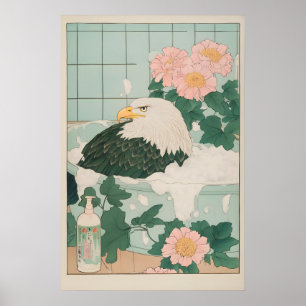 Kvitörn i badkar Tryck Ukiyo-e Japanska