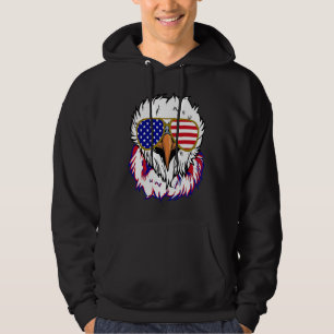 Kvitörnad havsörn med mullet 4 juli amerikansk fla hoodie