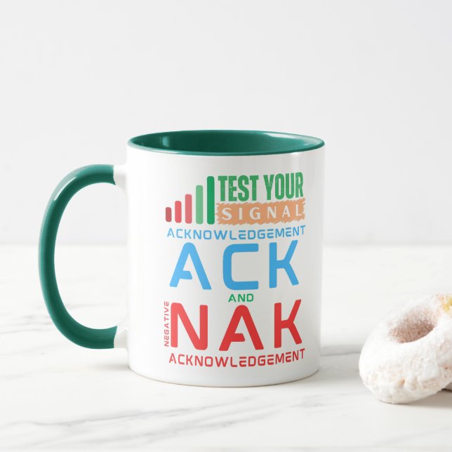 Kvittens ACK och NAK i datanätverk Mugg (Med munk)