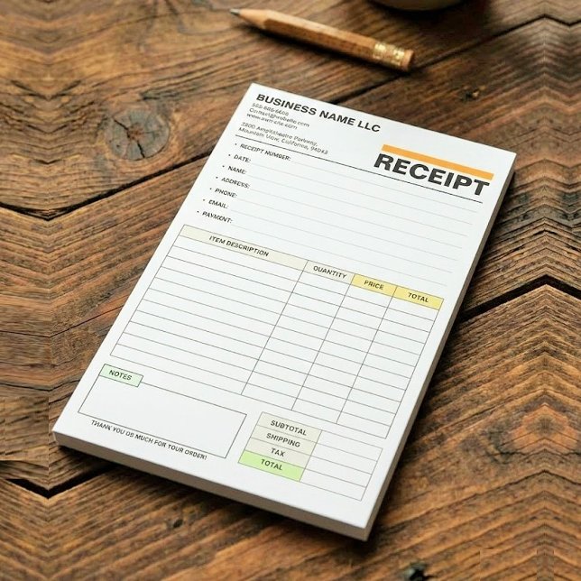 Kvittoblock för försäljningsfaktura | Affärsorderf Post-it Block (payment receipt template)