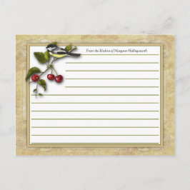 Kvittsvartmes och körsbär receptkort vykort