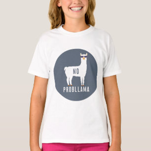 KVOT VITLLAMA INGEN PROBLAMMA-cirkel T Shirt