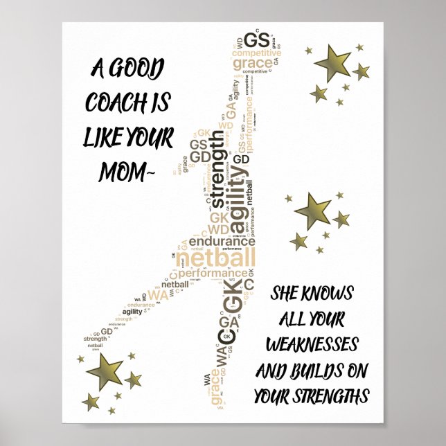 Kvoten för inspirationerande Netball-coach Poster (Framsidan)