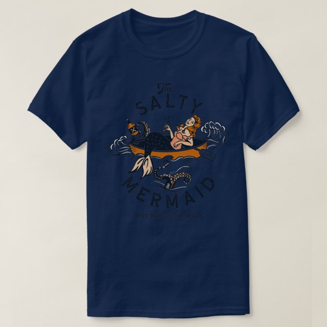 KvotSalty Sjöjungfru Dive Pub ger fiskekakdot T Shirt (Design framsida)