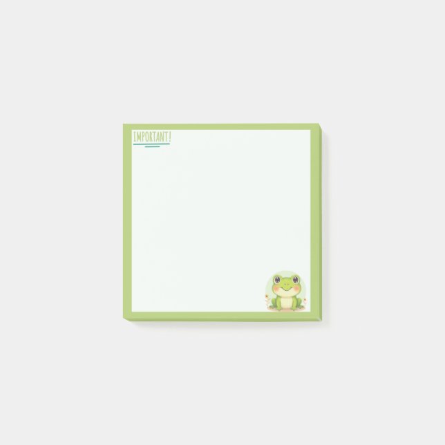 Kwaii stil Groda Pastellgrön Anteckning Post-it Block (Framsida)