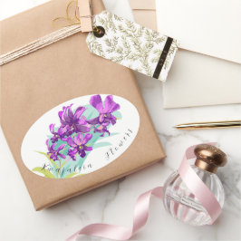 Kwaj Flower Sticker Ovalt Klistermärke