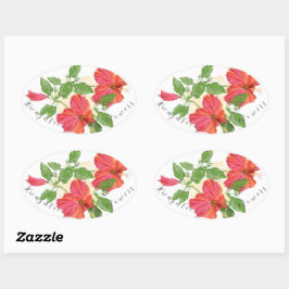 Kwaj Flower Sticker Ovalt Klistermärke