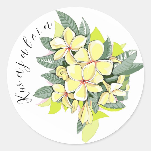 Kwaj Flower Sticker Runt Klistermärke (Framsida)