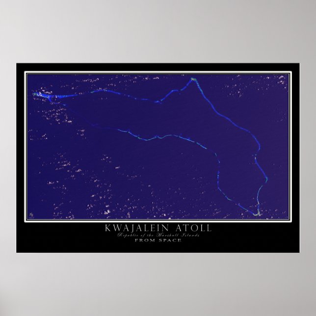 Kwajalein Afee Marshall Islands Satellite Karta Poster (Framsidan)