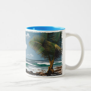 Kwajalein, Marshallöarnahandflatan och strand Två-Tonad Mugg