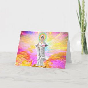 Kwan Yin gudinnan av medkänsla med rosor Kort