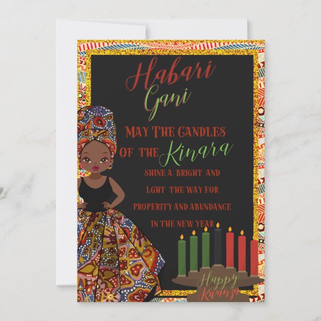 Kwanza Habari Gani Holiday Card  Inbjudningar (Framsida)