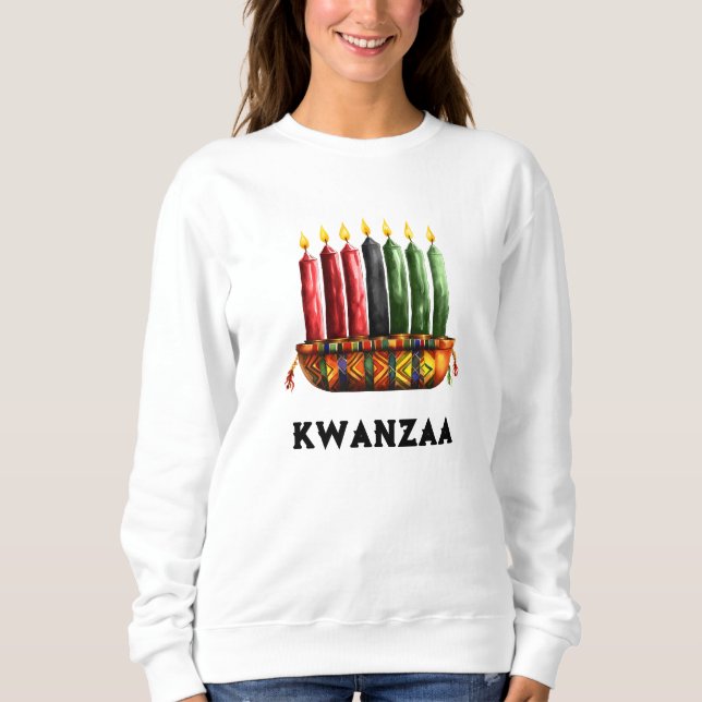Kwanza Kinara, Seven Candle' Women's Sweatshirt T Shirt (Framsida)
