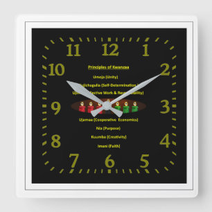 Kwanza Principles Square Wall Clock 23 Fyrkantig Klocka