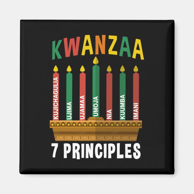 Kwanzaa 7 Principer Candles Kinara Pan Africans P Magnet (Framsidan)