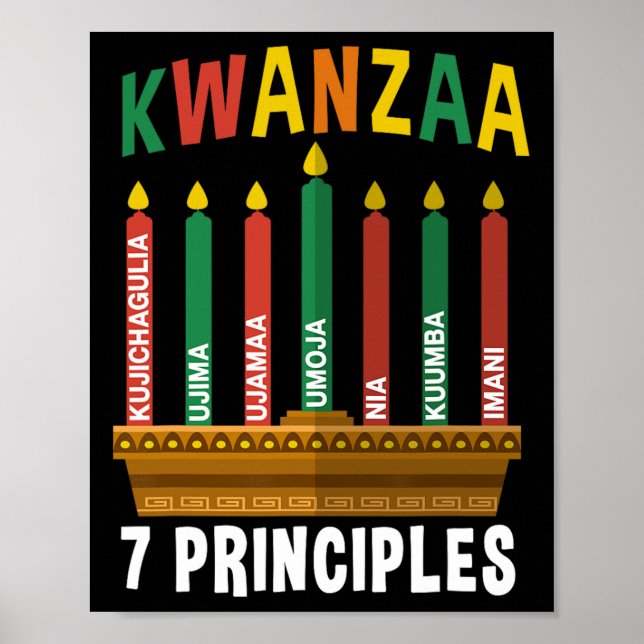 Kwanzaa 7 Principer Candles Kinara Pan Africans P Poster (Framsidan)