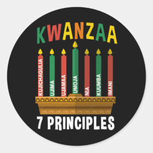 Kwanzaa 7 Principer Candles Kinara Pan Africans P Runt Klistermärke