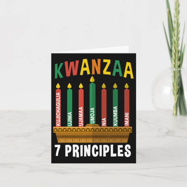 Kwanzaa 7 Principer Ljus Kinara Panafrikaner P Kort (Framsida)