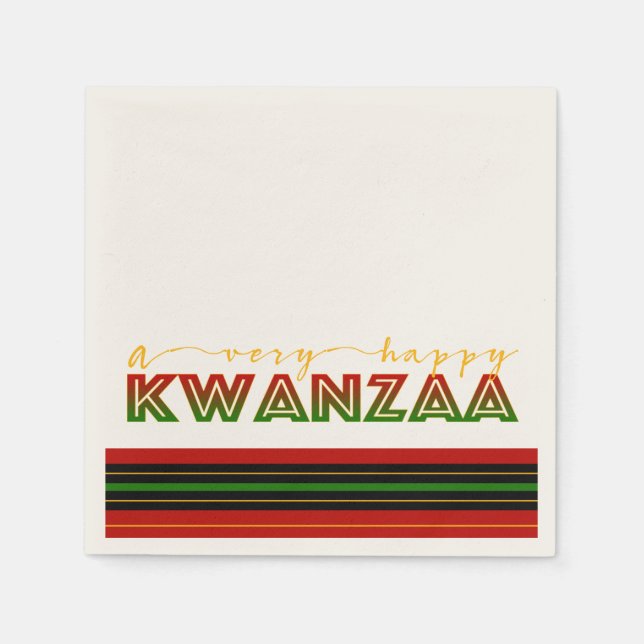 Kwanzaa | A Väldigt Lycklig Kwanzaa fet Rand Pappersservett (Framsidan)