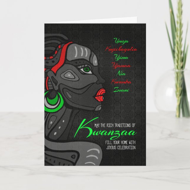 Kwanzaa African American Seven Principles Helgkort (Framsida)