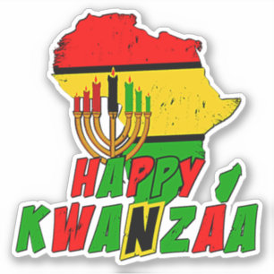 Kwanzaa African Karta 7 Candles, Kiss cut Klistermärken