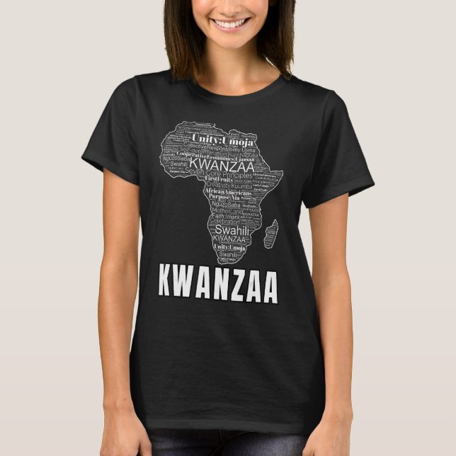 Kwanzaa Afrika Seven Principles of African America T Shirt (Framsida)