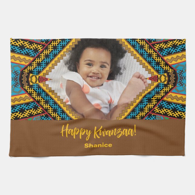 Kwanzaa Anpassningsbar Färgad Diamond Patter Kökshandduk (Horisontell)