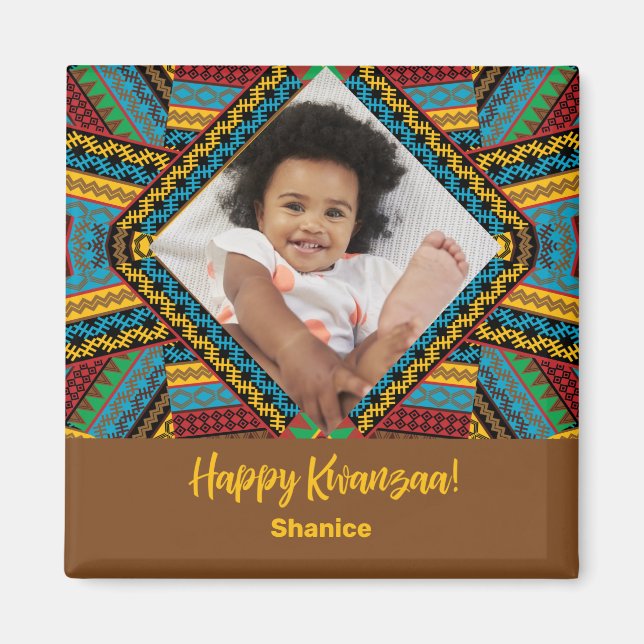 Kwanzaa Anpassningsbar Färgad Diamond Patter Magnet (Framsidan)