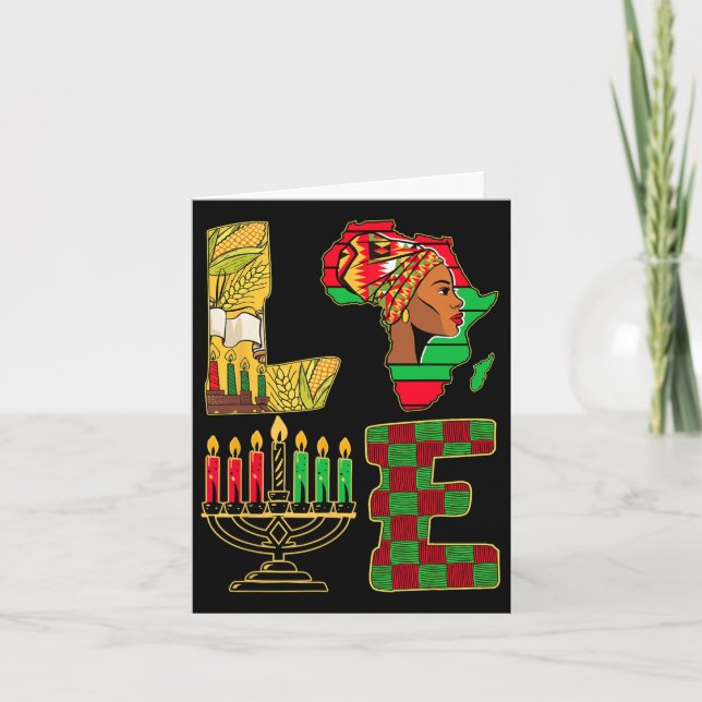 Kwanzaa Candle Holder Kinara Nguzo Saba African Am Kort (Framsida)