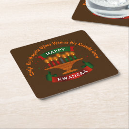 Kwanzaa Candles Red Black Grönt 7 Principer Underlägg Papper Kvadrat