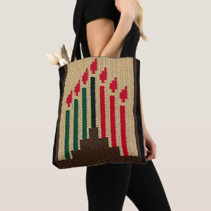 Kwanzaa Candles Red Black Grönt Artisan Crochet Tygkasse