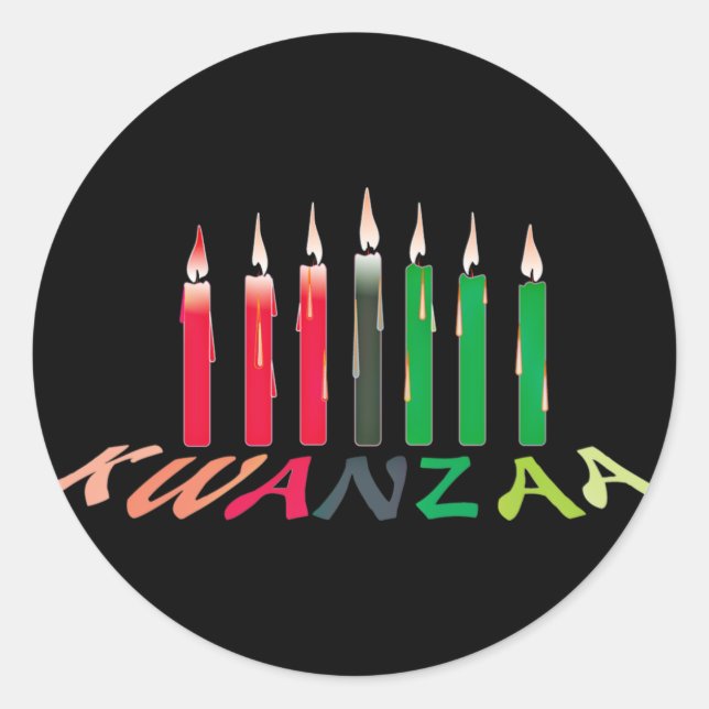 Kwanzaa Candles Runt Klistermärke (Framsida)