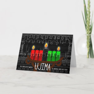 Kwanzaa dag 3 Ujima-ansvar med Kinara Helgkort