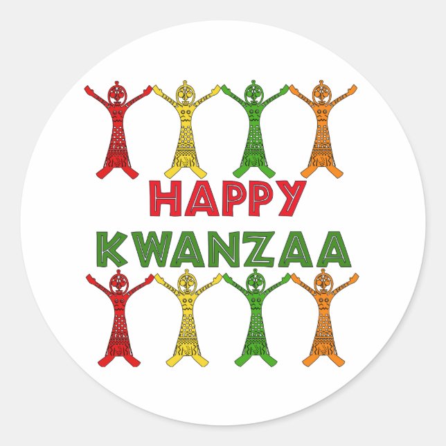 Kwanzaa Dancers Runt Klistermärke (Framsida)