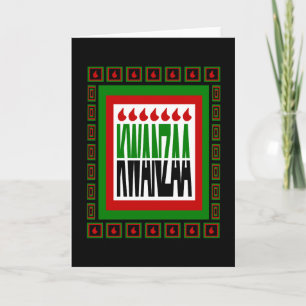 Kwanzaa delad med 7 lågor & dekorativ ram helgkort