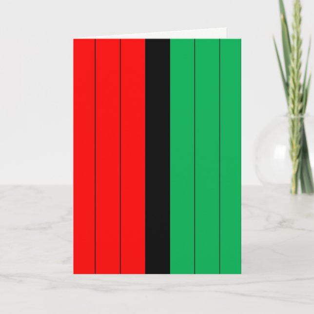 Kwanzaa Färg Red Black Grönt Rand Mönster Helgkort (Framsida)