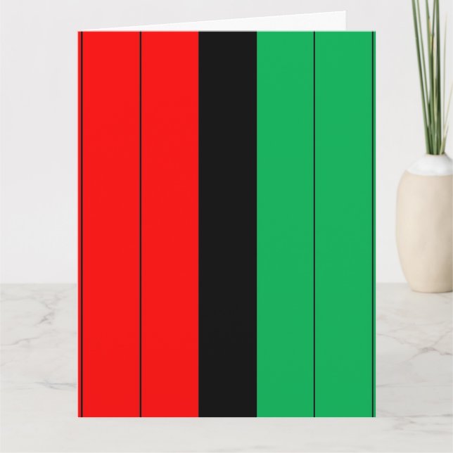Kwanzaa Färg Red Black Grönt Rand Mönster Kort (Framsida)