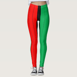 Kwanzaa Färg Red Black Grönt Rand Mönster Leggings