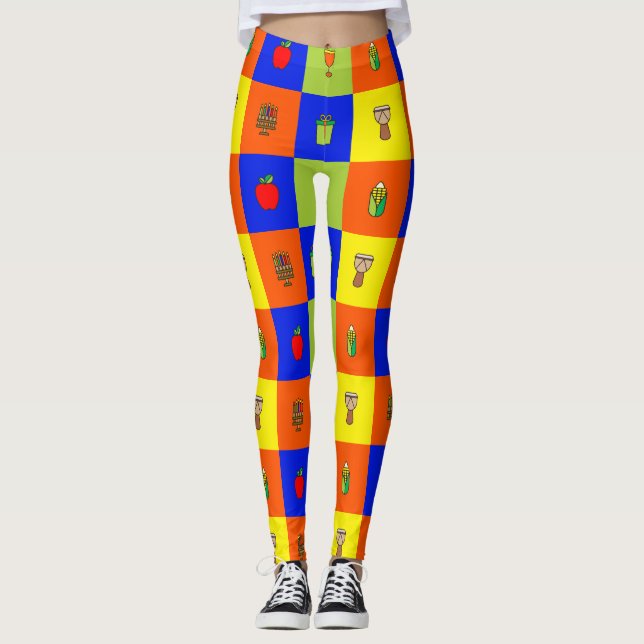 Kwanzaa färgblocksbaljväxter leggings (Framsida)